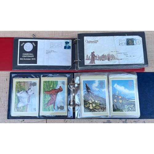 596 - THREE GB POSTAGE STAMP FDC AND POST CARD ALBUMS