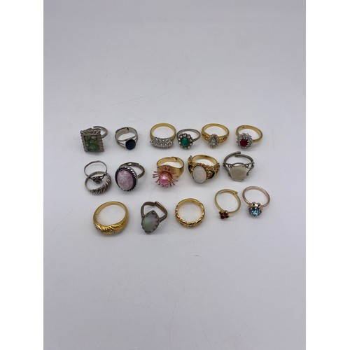 651 - SELECTION OF VARIOUS PLATED COSTUME DRESS RINGS, SOME SET WITH STONES