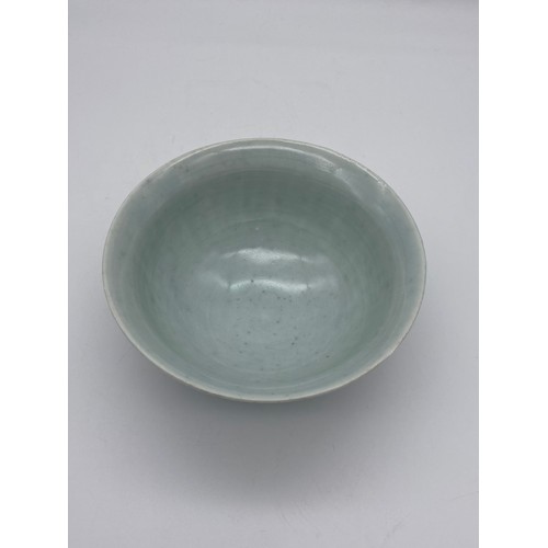 632 - UNMARKED CELADON GLAZED PORCELAIN FLUTED BOWL