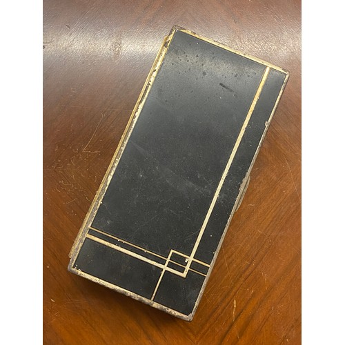 573 - ART DECO METALWARE TABLE CIGARETTE/CARD BOX AND WILKINSONS TRAVELLING RAZOR