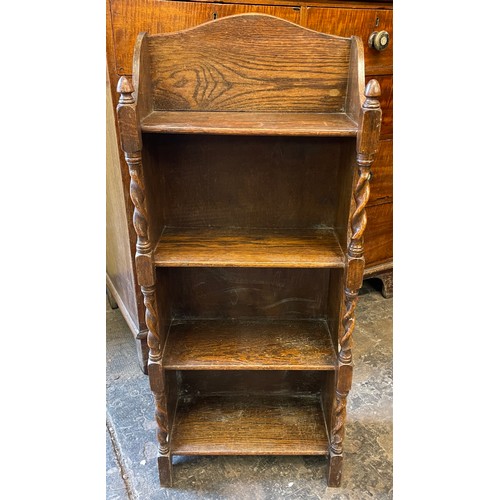 151 - OAK BARLEY TWIST UPRIGHT NARROW BOOKCASE