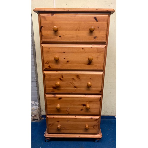 2 - TALL PINE FIVE DRAWER CHEST