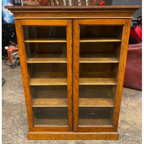 69 - EDWARDIAN OAK GLAZED DOOR SMALL CABINET