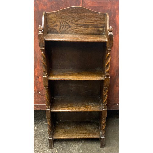 151 - OAK BARLEY TWIST UPRIGHT NARROW BOOKCASE