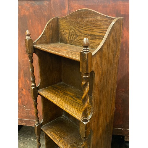 151 - OAK BARLEY TWIST UPRIGHT NARROW BOOKCASE