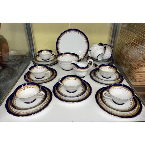 412 - ROYAL BLUE AND GILT TEA SERVICE