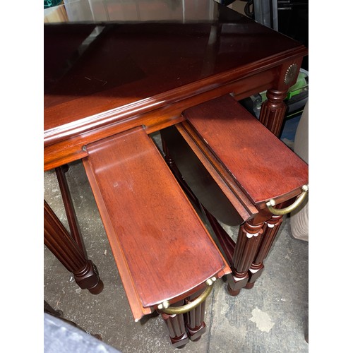 33 - MAHOGANY FLUTED LEG LAMP TABLE AND SMALLER FOLDING TABLE