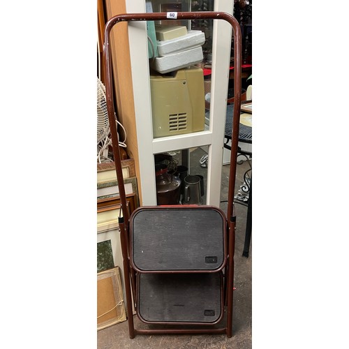 60 - TWO TREAD ALUMINIUM BROWN STEP LADDER