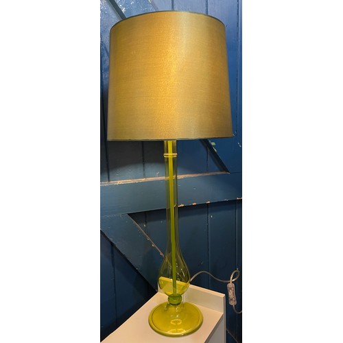 445 - GREEN PERSPEX TABLE LAMP WITH SHADE