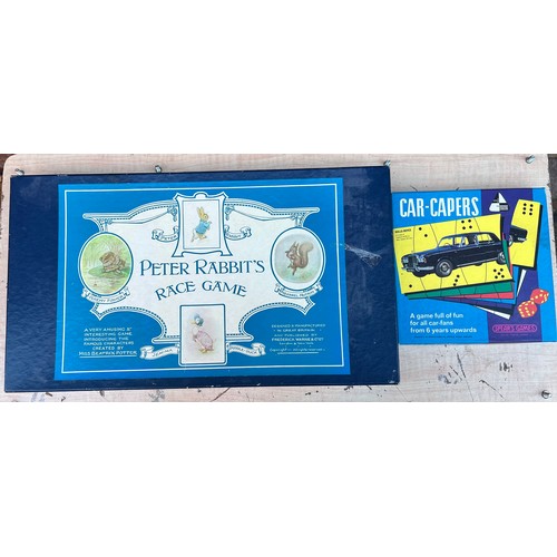 633 - VINTAGE CAR CAPERS BOARD GAME AND PETER RABBIT RACE GAME