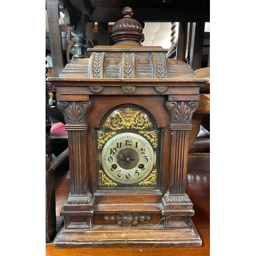 439 - 19TH CENTURY WALNUT ARCHITECTURAL CASED MANTEL CLOCK