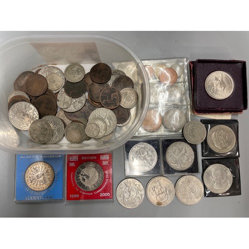 613 - TUB OF GB PRE DECIMAL COINS AND 1977 JUBILEE CROWNS AND SOME FESTIVAL OF BRITAIN COINS