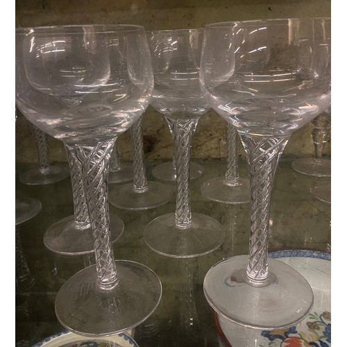 340 - SELECTION OF HEAVY CUT GLASS AIR TWIST GOBLETS AND OTHERS