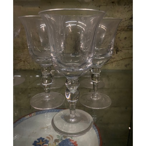 340 - SELECTION OF HEAVY CUT GLASS AIR TWIST GOBLETS AND OTHERS