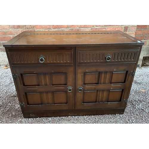 16 - DARK OAK PANEL DOOR MEDIA CUPBOARD