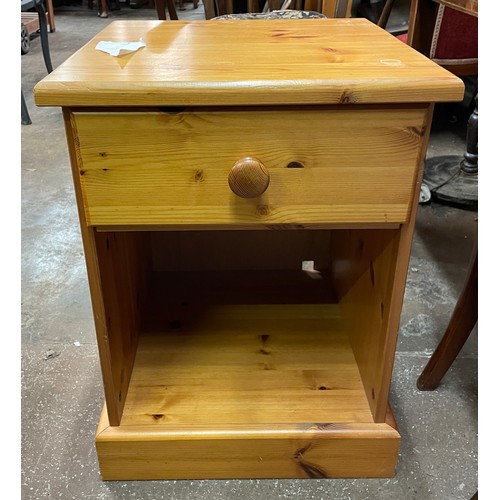 40 - PINE BEDSIDE CUPBOARD WITH SINGLE DRAWER