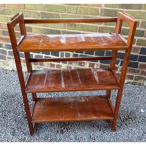 31 - STAINED PLY FOLDING THREE SHELF BOOKCASE