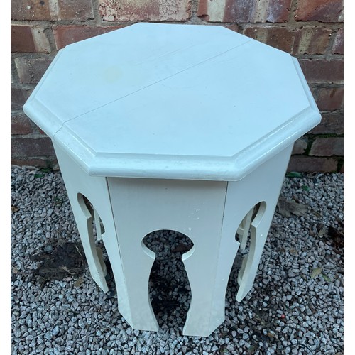 47 - PAINTED OCTAGONAL TOPPED DAMASCUS SHAPED TABLE