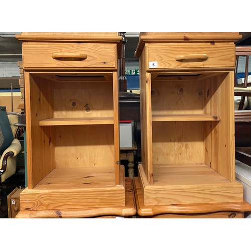 5 - PAIR OF PINE BEDSIDE CUPBOARDS WITH DRAWER