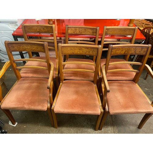 36 - SET OF SIX UPHOLSTERED WALNUT BAR BACK DINING CHAIRS