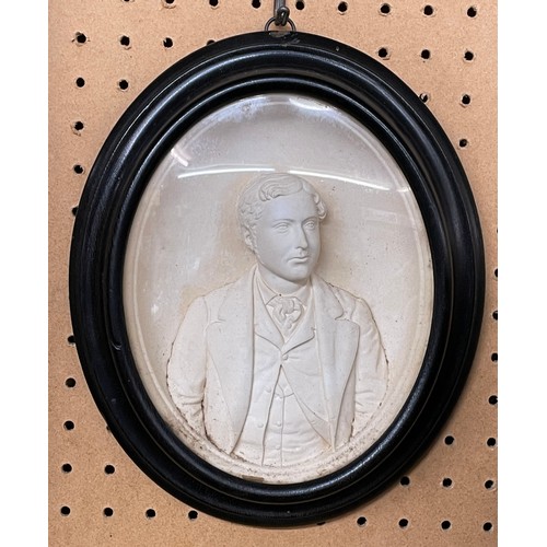 538 - BAS RELIEF PLAQUE OF PRINCE OF WALES CIRCA 1865 EDWARD VII IN EBONISED MOULDED FRAME