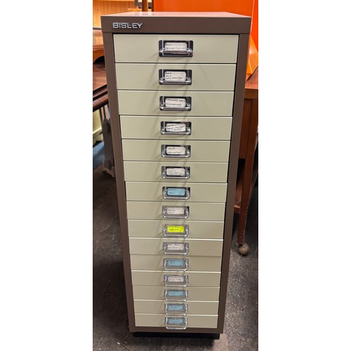 84 - BISLEY FIFTEEN DRAWER TWO TONE INDEX FILING CABINET