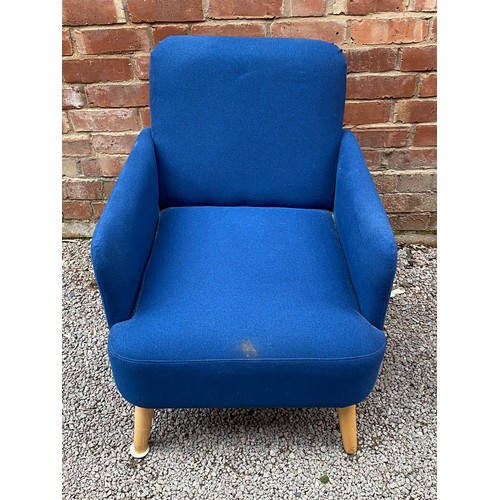 113 - BLUE FABRIC TUB ARMCHAIR