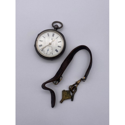 551 - BIRMINGHAM SILVER CASED POCKET WATCH WITH KEY