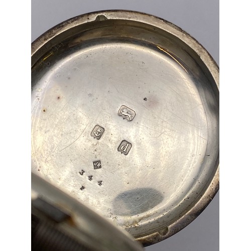 551 - BIRMINGHAM SILVER CASED POCKET WATCH WITH KEY