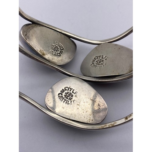 459 - MEXICAN SILVER AND AMETHYST CUFF BANGLE BY CITLAL CASTILLO AND A SILVER WIREWORK STONE SET CUFF BANG... 