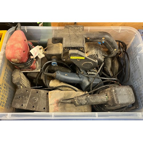 292 - TWO CRATES OF VARIOUS POWER TOOLS INC JIGSAWS, PLANER