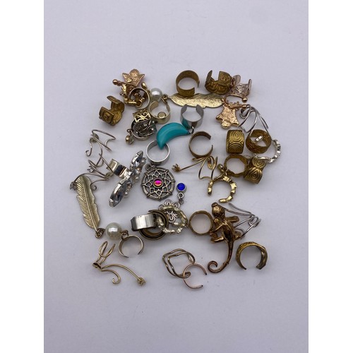 448 - SELECTION OF SILVER AND METALWARE EAR CUFFS