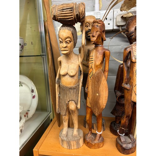 214 - SELECTION OF AFRICAN TRIBAL CARVED FIGURES