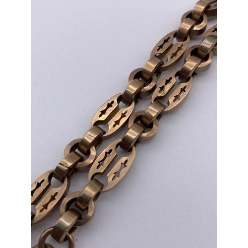 488 - VICTORIAN 9C ROSE GOLD ORNATE LINK ALBERT CHAIN 31.4G APPROX
