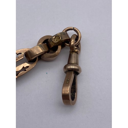 488 - VICTORIAN 9C ROSE GOLD ORNATE LINK ALBERT CHAIN 31.4G APPROX