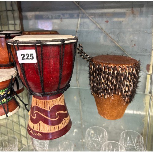 225 - SELECTION OF AFRICAN SOUVENIR BONGO DRUMS