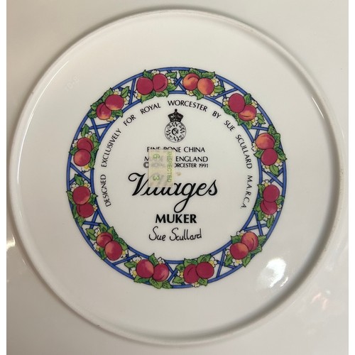 260 - ROYAL WORCESTER VILLAGES LIMITED EDITION PLATES, FIGURE GROUP, AND TWO SALT GLAZED STONEWARE TANKARD... 