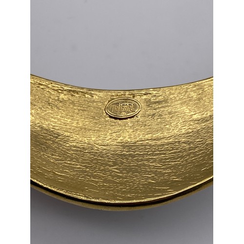 458 - TRIFARI PLATED AND ENAMEL LOZENGE DROPPER EARRINGS, CLIP ON EARRINGS AND AN ENAMELLED COLLAR CUFF