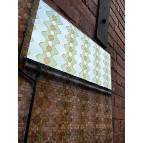 150A - 1960S/70S FRAMELESS MIRRORED PANEL WITH WAVY ABSTRACT DESIGN