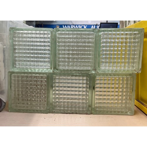 207 - 35 SMALLER CLEAR GLASS AND HOBNAIL RECLAIMED WALL BRICKS