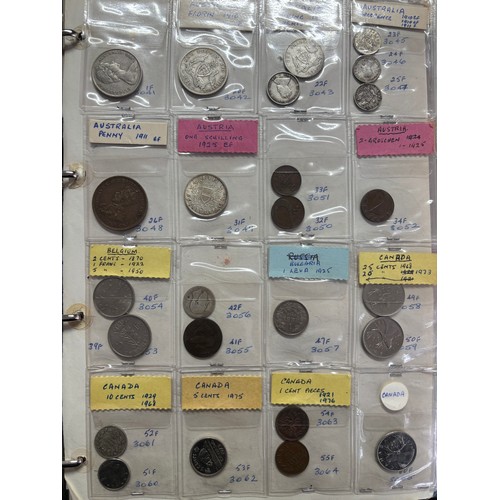 572 - ALBUM OF GB DECIMAL COINAGE AND FOREIGN COINS INCLUDING COMMONWEALTH COUNTRIES, AND SOME BANK NOTES