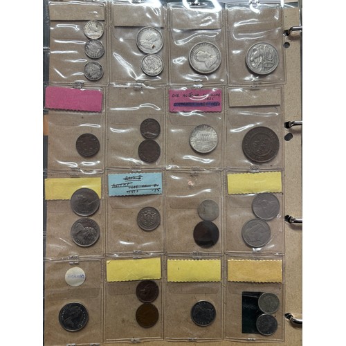 572 - ALBUM OF GB DECIMAL COINAGE AND FOREIGN COINS INCLUDING COMMONWEALTH COUNTRIES, AND SOME BANK NOTES
