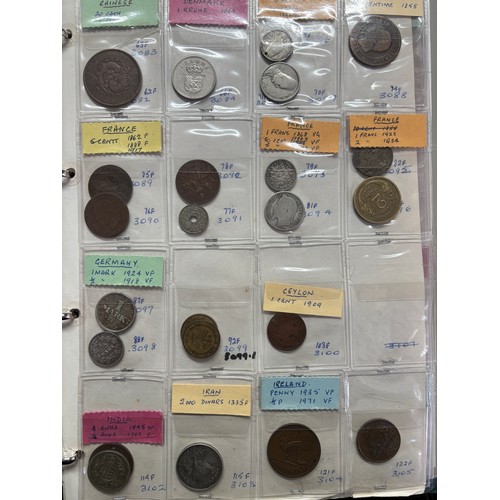 572 - ALBUM OF GB DECIMAL COINAGE AND FOREIGN COINS INCLUDING COMMONWEALTH COUNTRIES, AND SOME BANK NOTES