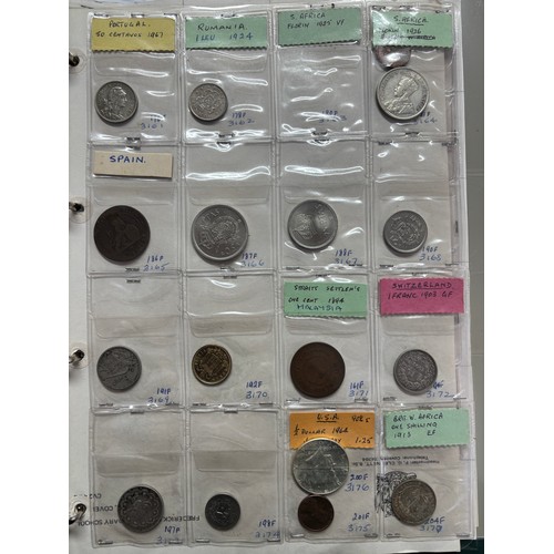 572 - ALBUM OF GB DECIMAL COINAGE AND FOREIGN COINS INCLUDING COMMONWEALTH COUNTRIES, AND SOME BANK NOTES