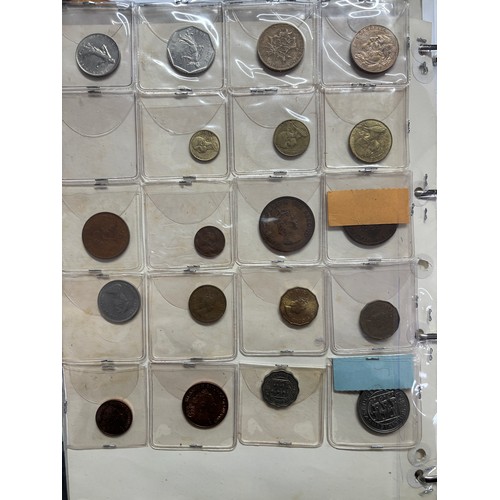 572 - ALBUM OF GB DECIMAL COINAGE AND FOREIGN COINS INCLUDING COMMONWEALTH COUNTRIES, AND SOME BANK NOTES