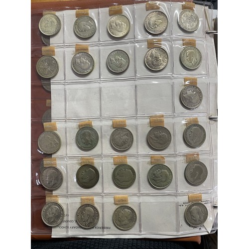571 - BINDER OF GB PRE DECIMAL COINS INCLUDING FLORINS, ONE SHILLINGS, SIXPENCE, FARTHINGS, VARIOUS PENNIE... 