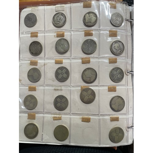 571 - BINDER OF GB PRE DECIMAL COINS INCLUDING FLORINS, ONE SHILLINGS, SIXPENCE, FARTHINGS, VARIOUS PENNIE... 