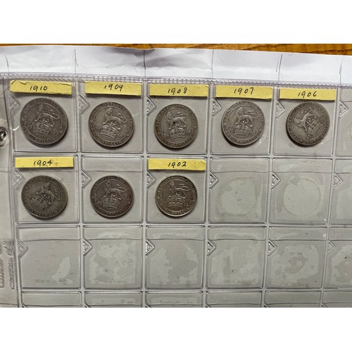 571 - BINDER OF GB PRE DECIMAL COINS INCLUDING FLORINS, ONE SHILLINGS, SIXPENCE, FARTHINGS, VARIOUS PENNIE... 