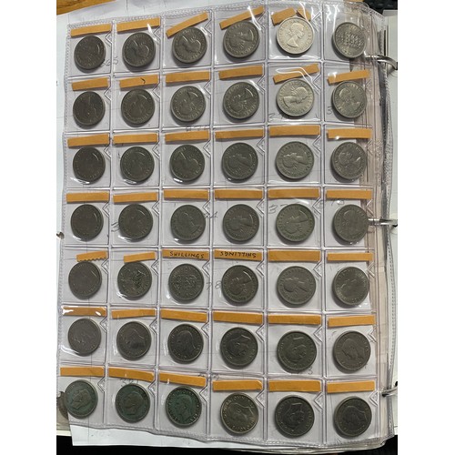 571 - BINDER OF GB PRE DECIMAL COINS INCLUDING FLORINS, ONE SHILLINGS, SIXPENCE, FARTHINGS, VARIOUS PENNIE... 