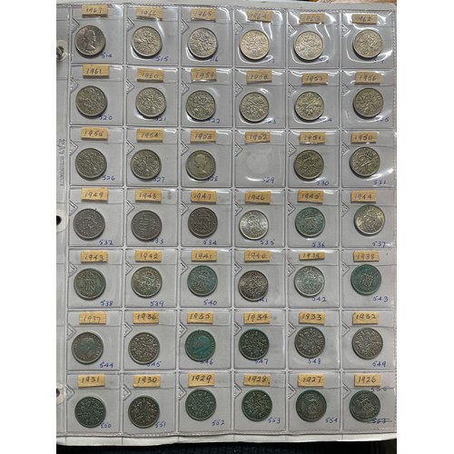 571 - BINDER OF GB PRE DECIMAL COINS INCLUDING FLORINS, ONE SHILLINGS, SIXPENCE, FARTHINGS, VARIOUS PENNIE... 